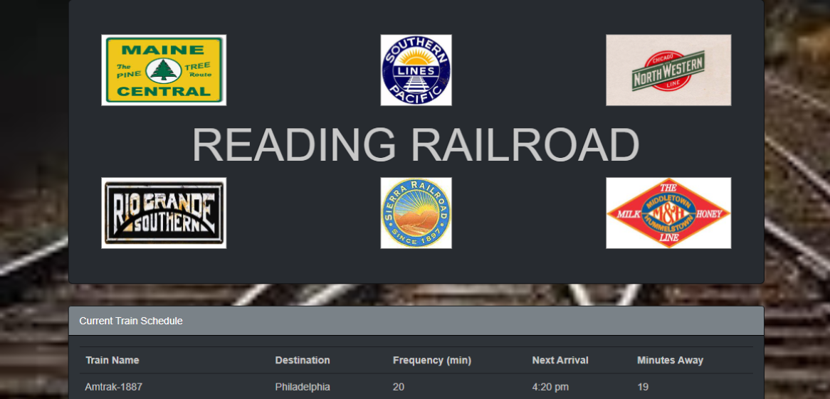 train schedule for Reading Railroad 